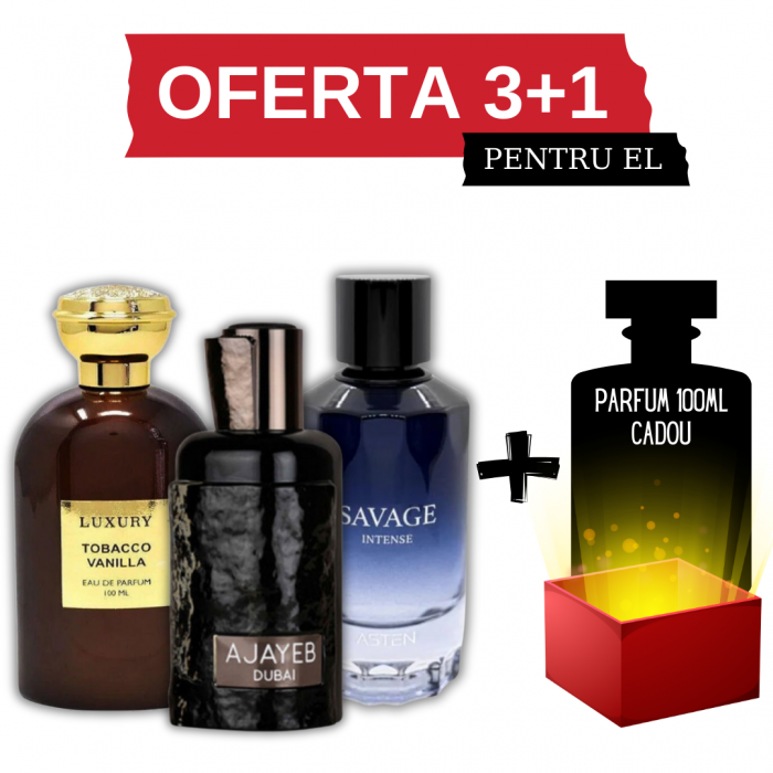 Tobacco Vanilla + Ajayeb Dubai + Savage Intense + Cadou 100ml [1]