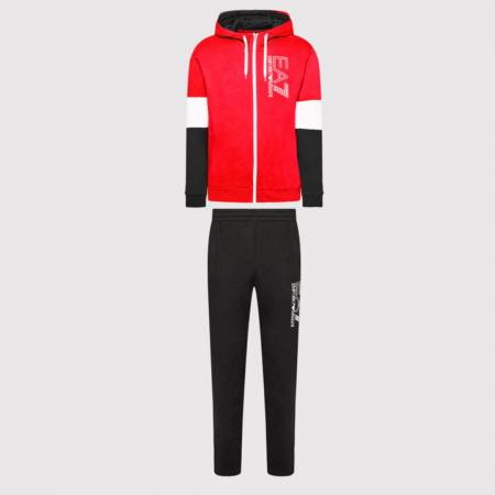 TRENING - Tuta French Terry Insertata Full Zip Cappuccio Logo Visibility PJ05Z-3LPV52-24BG