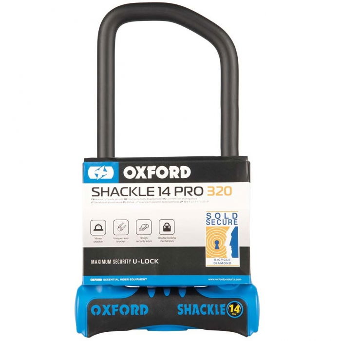 Antifurt Bicicleta Oxford Shackle14 Pro U-Lock 320mm x 177mm Otel Negru / Albastru LK322 [2]