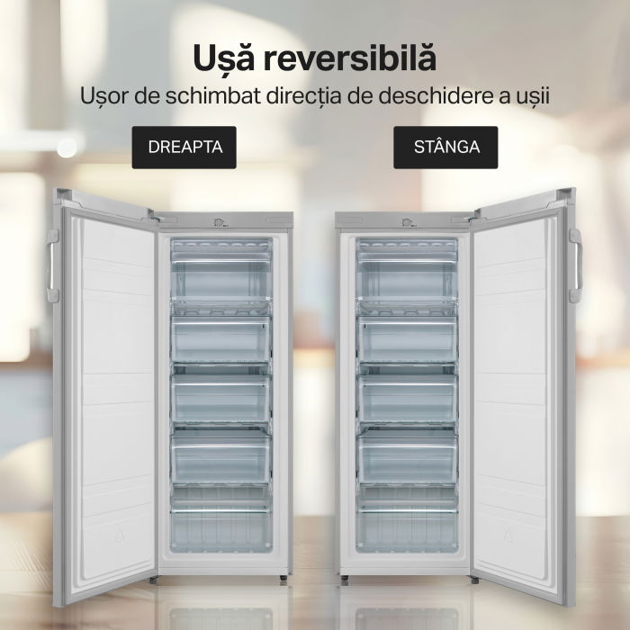 RESIGILAT - Congelator STARCREST SUF-160SI, 160 L, Clasa E, Termostat Ajustabil, Usi reversibile, H 142 cm, Argintiu - Copie [7]