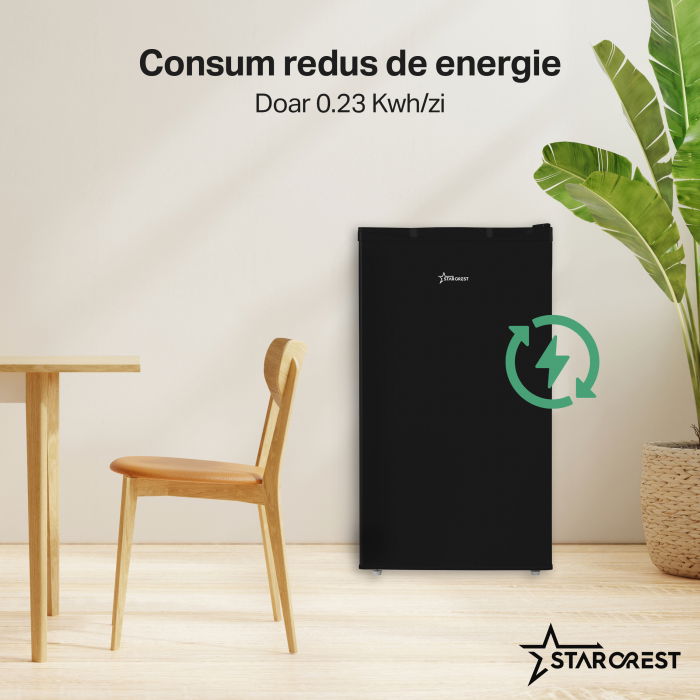 Frigider cu o usa STARCREST SF-85BK-E, Clasa E, Capacitate 85L, Iluminare interioara, Compartiment gheata, H 82 cm, Negru [4]