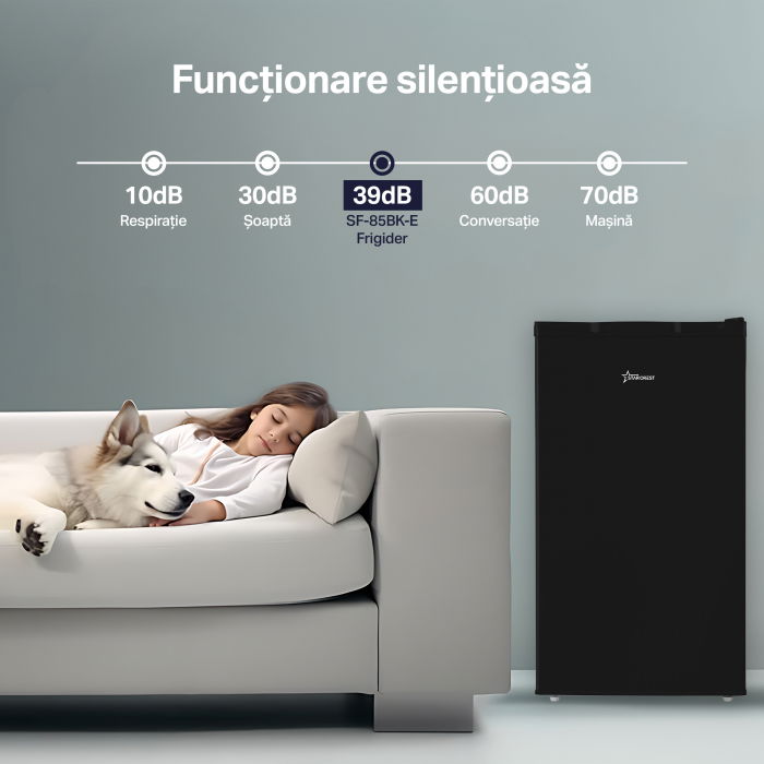 Frigider cu o usa STARCREST SF-85BK-E, Clasa E, Capacitate 85L, Iluminare interioara, Compartiment gheata, H 82 cm, Negru [7]