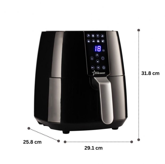 Friteuza digitala cu aer cald STARCREST SFR-3800BK, 1450 W, 3.8 litri, Termostat 80 - 200 °C, 8 programe predefinite, Negru [10]