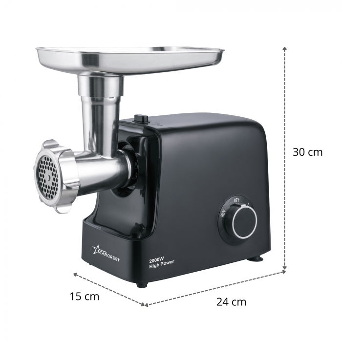 RESIGILAT - Masina de tocat STARCREST SMG-2000BK, 2000 W, Accesoriu rosii si carnati, 3 site de taiere, Cutit inox, Negru [4]