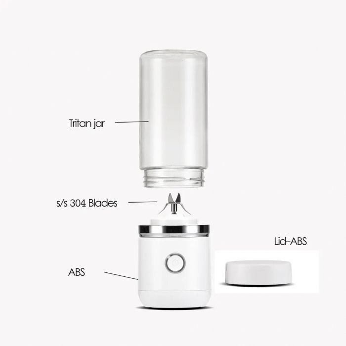 RESIGILAT - Mini Blender Portabil STARCREST SB-GN04WH,  Multifunctional, Auto-curatare, Capacitate 380ml, 4 Lame 3D, Putere 18.000 rpm, Alb [4]