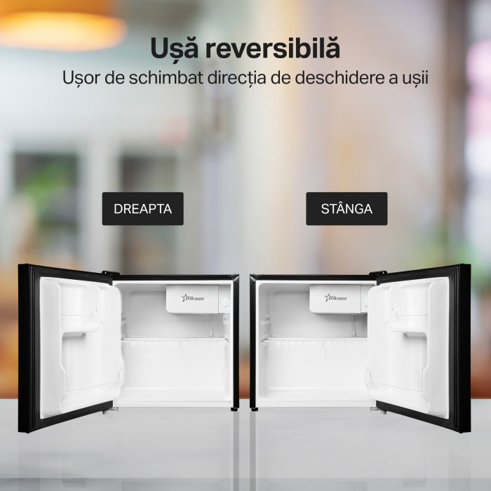 Frigider minibar STARCREST SMB-47GLS-BK, Design modern, 46 l, Clasa E, H 48.8 cm, Sticla Neagra [9]