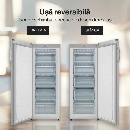 RESIGILAT - Congelator STARCREST SUF-160SI, 160 L, Clasa E, Termostat Ajustabil, Usi reversibile, H 142 cm, Argintiu - Copie [6]