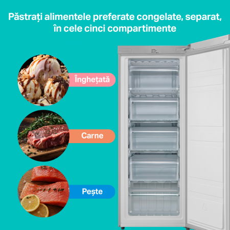 RESIGILAT - Congelator STARCREST SUF-160SI, 160 L, Clasa E, Termostat Ajustabil, Usi reversibile, H 142 cm, Argintiu - Copie [4]