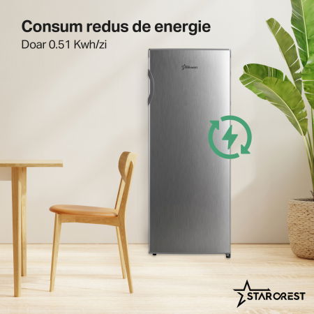 RESIGILAT - Congelator STARCREST SUF-160SI, 160 L, Clasa E, Termostat Ajustabil, Usi reversibile, H 142 cm, Argintiu - Copie [3]