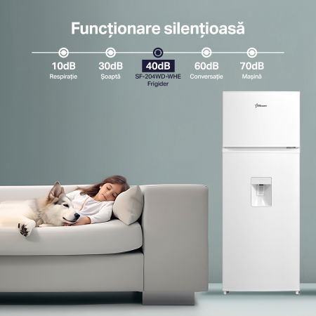 Frigider cu 2 usi STARCREST SF-204WD-WHE,199 L, Clasa E, Dozator Apa, Iluminare LED, Termostat Ajustabil, Usi reversibile, H 143 cm, Alb [7]