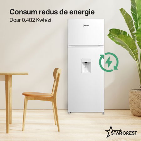 Frigider cu 2 usi STARCREST SF-204WD-WHE,199 L, Clasa E, Dozator Apa, Iluminare LED, Termostat Ajustabil, Usi reversibile, H 143 cm, Alb [4]