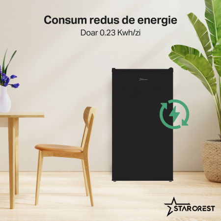 Frigider cu o usa STARCREST SF-83BK-E, Clasa E, Capacitate 83L, Iluminare interioara, Compartiment gheata, H 85 cm, Negru [3]