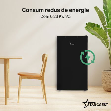 Frigider cu o usa STARCREST SF-85BK-E, Clasa E, Capacitate 85L, Iluminare interioara, Compartiment gheata, H 82 cm, Negru [3]