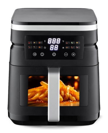 Friteuze - Friteuza cu aer cald STARCREST SFR-7020WBK, 7 Litri,  2 Elemente incalzire superioara / inferioara, 2000 W, Termostat 80 - 200 °C, 12 programe predefinite, Negru