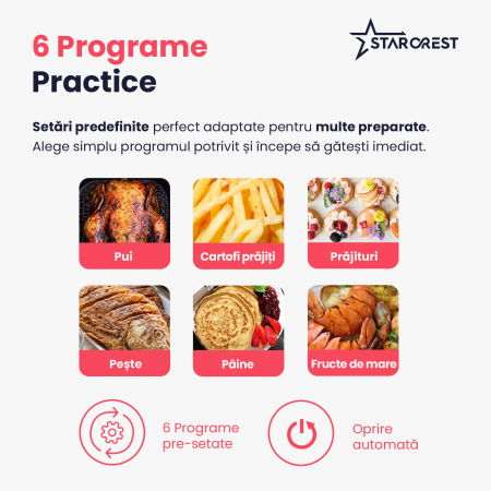 Friteuza digitala cu aer cald  STARCREST SFR-3560BK, 1300W, 3.5 Litri, Termostat 80 - 200 °C, 6 programe predefinite, Negru [4]