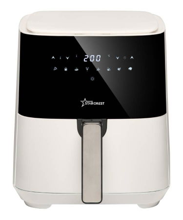 Friteuze - Friteuza digitala cu aer cald XL STARCREST SFR-5252WH, 1450 W, 5 Litri, Termostat 80 - 200 °C, 8 programe predefinite, Alb