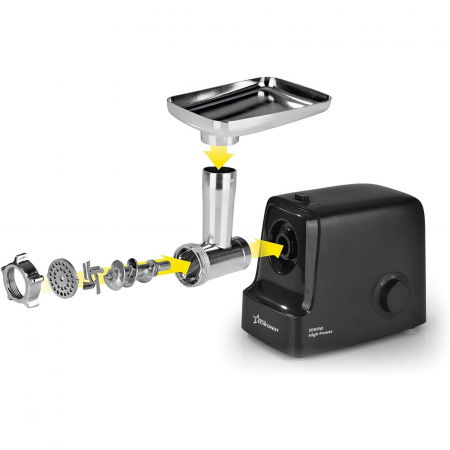RESIGILAT - Masina de tocat STARCREST SMG-2000BK, 2000 W, Accesoriu rosii si carnati, 3 site de taiere, Cutit inox, Negru [2]