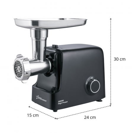 RESIGILAT - Masina de tocat STARCREST SMG-2000BK, 2000 W, Accesoriu rosii si carnati, 3 site de taiere, Cutit inox, Negru [3]