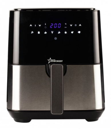 Friteuze - Friteuza digitala cu aer cald XL STARCREST SFR-5050X, 1450 W, 5 Litri, Termostat 80 - 200 °C, 8 programe predefinite, Negru