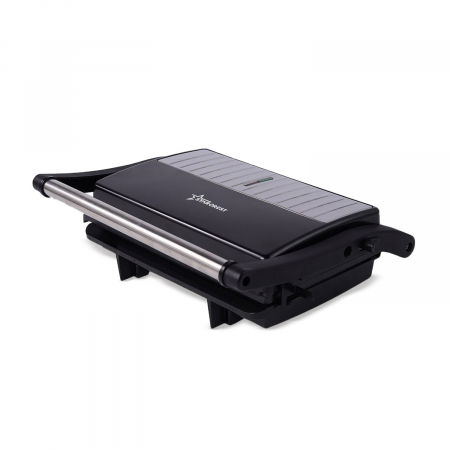 Electrocasnice Mici - Sandwich-maker Grill Panini STARCREST SGR-2314, 1000 W, Placi nonaderente, Deschidere 180°, Suprafata de gatire 23 x 14 cm, Negru
