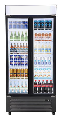 Vitrine frigorifice - Vitrina frigorifica profesionala cu 2 usi STARCREST SPS-2D590DC, 590 L, Caseta luminoasa, Display Temperatura, Panou comanda Digital, Iluminare LED, Roti, H 195 cm