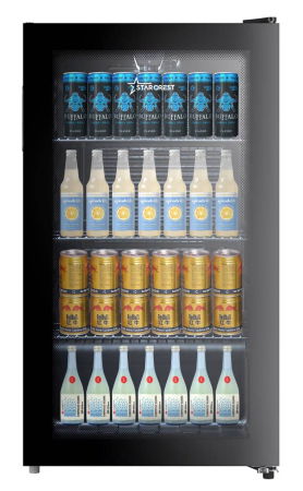 Vitrine frigorifice - Vitrina frigorifica STARCREST SBC-9901BKE, 93 L, Termostat reglabil, Iluminare LED, Usa sticla, H 84.5 cm, Negru