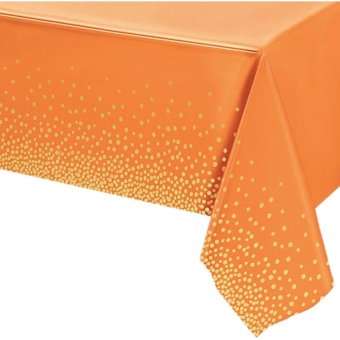 ! LICHIDARE DE STOC ! Fata de masa dreptunghiulara, Flippy, Impermeabila, Anti-pete, Pentru petreceri, nunti, botezuri, decoratiuni, 274x137cm, Portocaliu/ Gold [3]