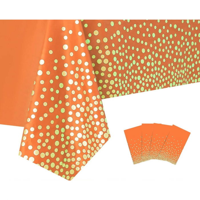 ! LICHIDARE DE STOC ! Fata de masa dreptunghiulara, Flippy, Impermeabila, Anti-pete, Pentru petreceri, nunti, botezuri, decoratiuni, 274x137cm, Portocaliu/ Gold [1]