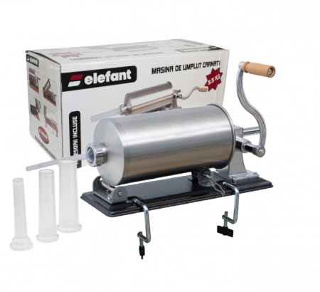 Masini de carnati si accesorii - Aparat facut Carnati Elefant KY-2010PA, 5,5 kg, metal/inox, Orizontal/Rabatabil 4 palnii, prindere de masa