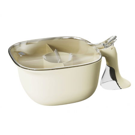 Suporturi si recipiente condimente - Cutie de Depozitare a Condimentelor, Flippy, de Uz Casnic, cu Maner Stabil, cu Capac, 4 Compartimente Principale, 21 x 14 x 10 cm, Crem