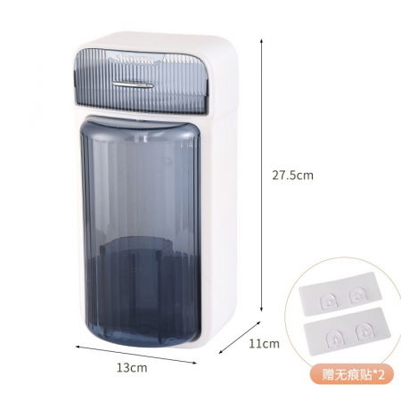 Ingrijire personala si Cosmetice - Cutie pentru Depozitarea Produselor de Machiaj, Flippy, Doua Sertare, Montare Perete, Adeziv, Alb-Albastru, Transparent