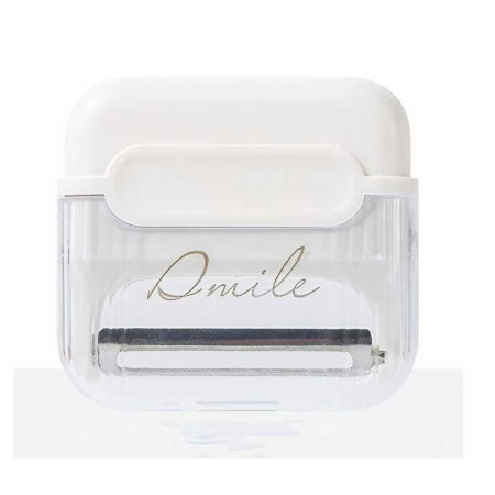 Cutite si seturi de cutite - Decojitor/Curatator manual de legume si fructe, Flippy, portabil, cu magnet, doua lame, Inox, Alb, 6.7x6x1.6 cm