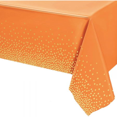 ! LICHIDARE DE STOC ! Fata de masa dreptunghiulara, Flippy, Impermeabila, Anti-pete, Pentru petreceri, nunti, botezuri, decoratiuni, 274x137cm, Portocaliu/ Gold [2]