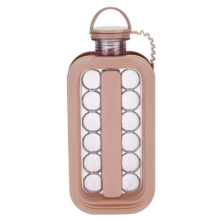 Forme pentru gheata - Forma pentru Gheata 2 in 1 Portabila, Flippy, sub Forma de Sticla, Sfere, Diametru 3 cm, Multifunctional, 17 Bilute, 27.5 x 11.4 x 5.5 cm, Culoare Roz Pal