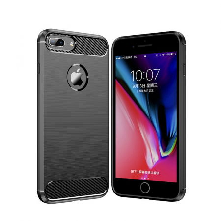 GSM - Husa Protectie, Flippy, pentru iPhone 15 Plus, TPU Carbon, Negru