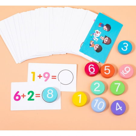 Joc Educational, Flippy, Invatare Adunare si Scadere, Cifre din Lemn, 46 Planse, +3 Ani, Multicolor [2]