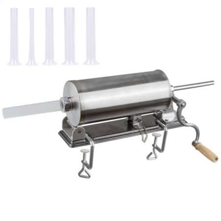 Masini de carnati si accesorii - Masina de umplut carnati 3 kg orizontal cu blat, 5 palnii incluse