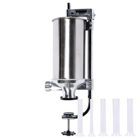 Masini de carnati si accesorii - Masina de umplut carnati 4 kg vertical, 5 palnii incluse