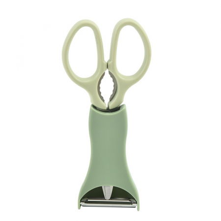 Cutite si seturi de cutite - Set foarfeca pentru bucatarie Flippy, curatator legume tip suport, multifunctional, spargator nuci, material ABS si otel inoxidabil, maner ergonomic, 16.8 x 7.8 x 1 cm, verde