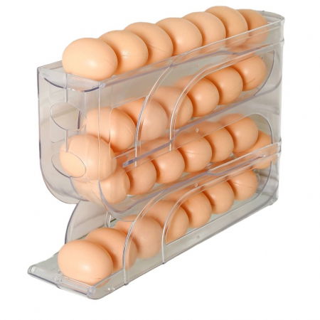 Suporturi diverse - Suport Organizator pentru Oua, Flippy, pentru Frigiderul, Patru straturi,  32x20x7 cm, Transparent