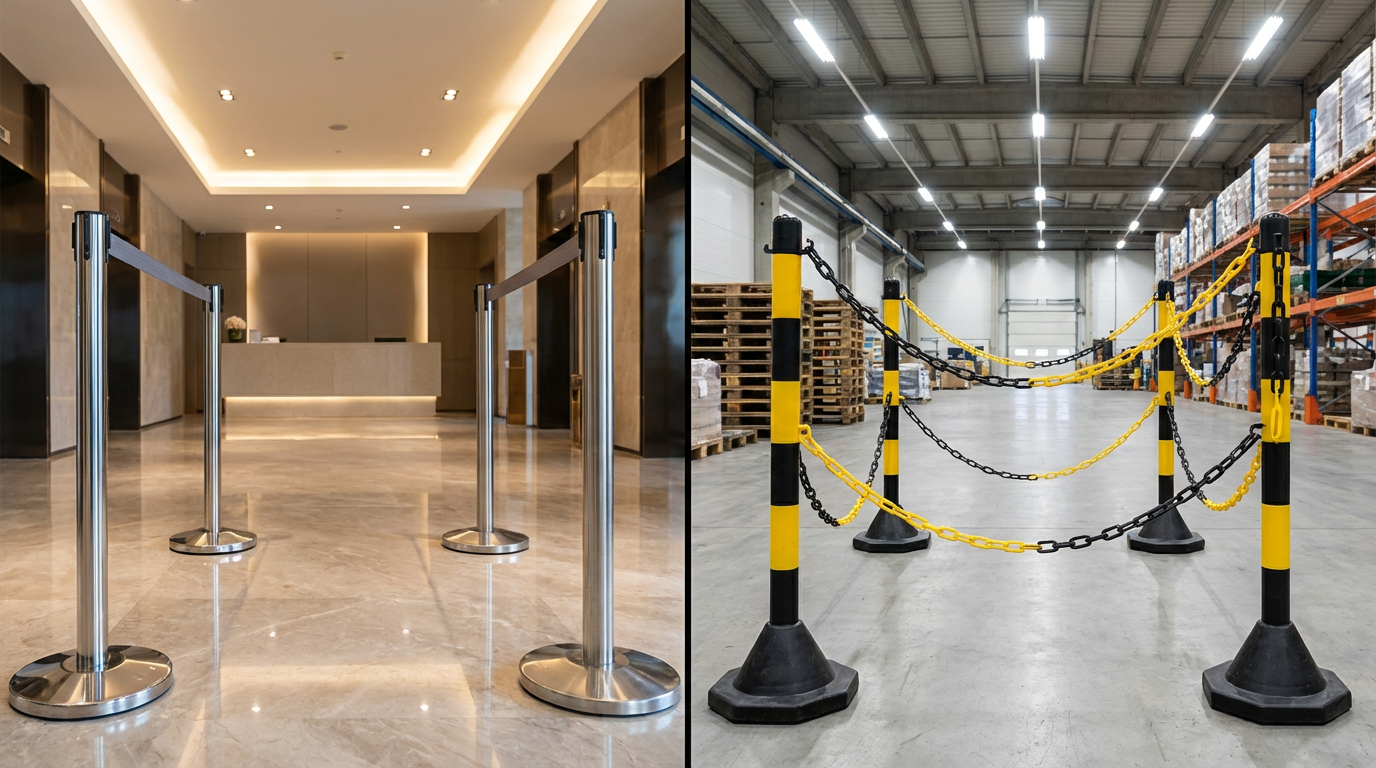 Stâlpi de delimitare acces: Metalici sau din plastic? Avantaje și dezavantaje.