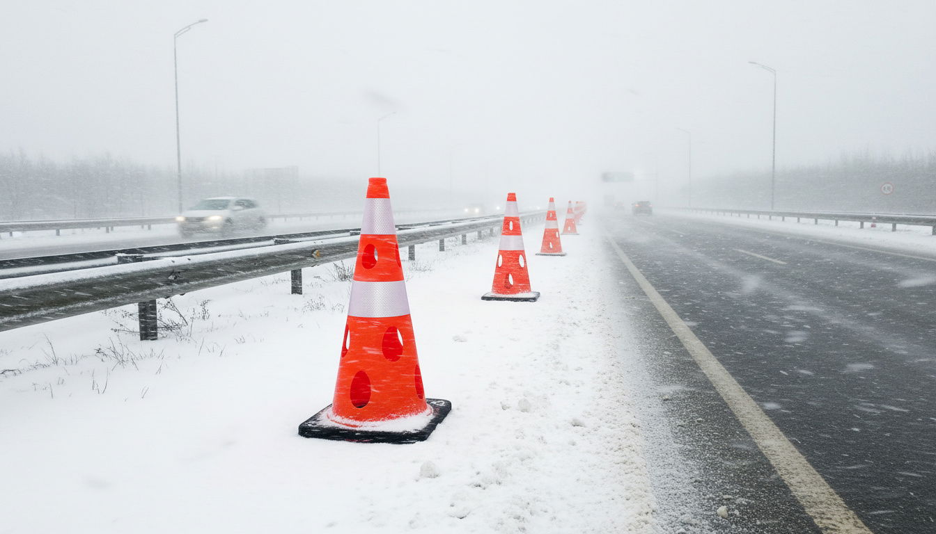 Con semnalizare anti-vânt omologat – soluția pentru trafic și lucrări în condiții extreme de iarnă