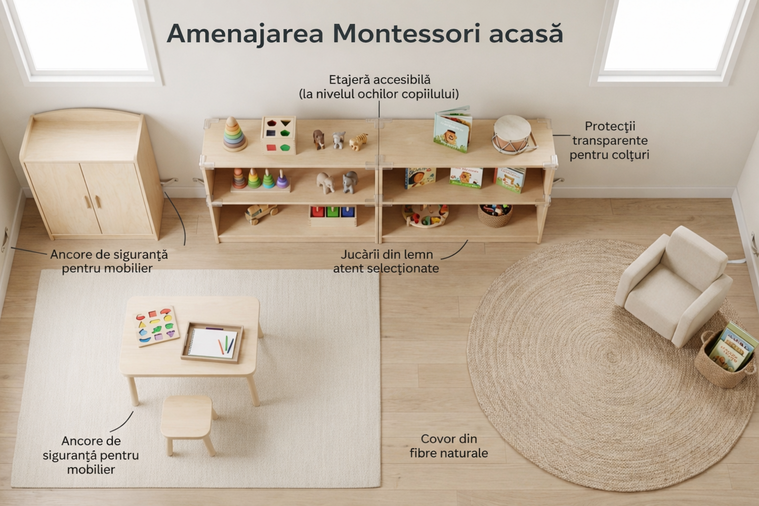 Metoda Montessori acasă: Cum să organizezi spațiul de joacă folosind produse de protecție