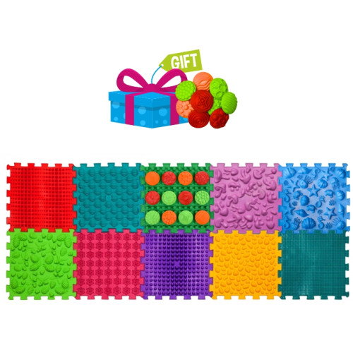 Covorașe - Covoraș de masaj "Ortek Mix Puzzle-uri" 10 elemente + "Modele" cadou