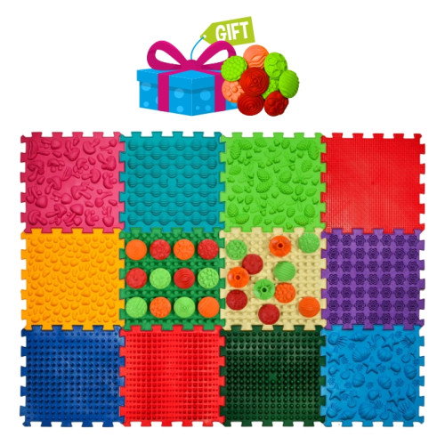Covorașe - Covoraș de masaj "Ortek Mix Puzzle-uri" 12 elemente + "Modele" cadou