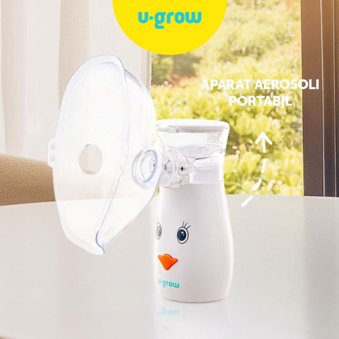 Aparat aerosoli U-Grow , portabil cu ultrasunete ,tehnologie silentoasa, masca de copii si adulti inclusa in pachet, design prietenos pentru copii [3]