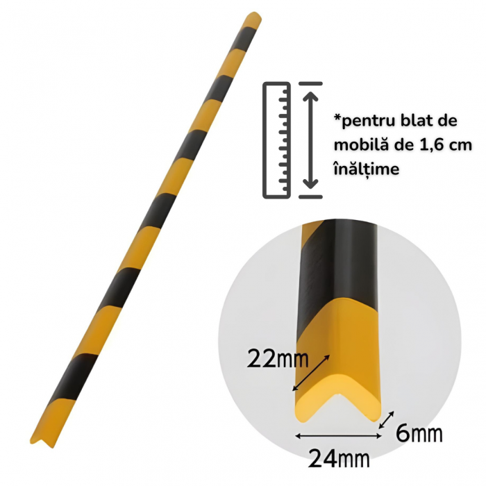 Bandă Protecție Colțuri, 90cm, Negru-Galben, Semnalizare [3]