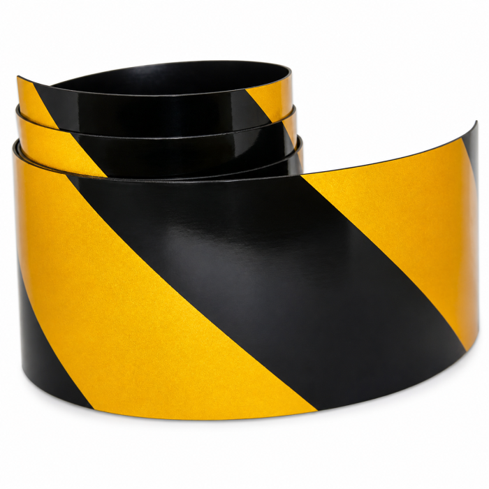 Banda reflectorizanta autoadeziva, din adeziv poliacrilic, negru/galben, 5X35cm, 2 buc [1]