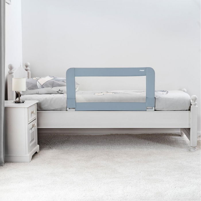 Bariera protectie pat copii, 100 cm, albastru-gri, REER [2]