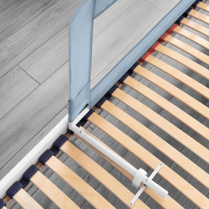 Bariera protectie pat copii, 100 cm, albastru-gri, REER [5]